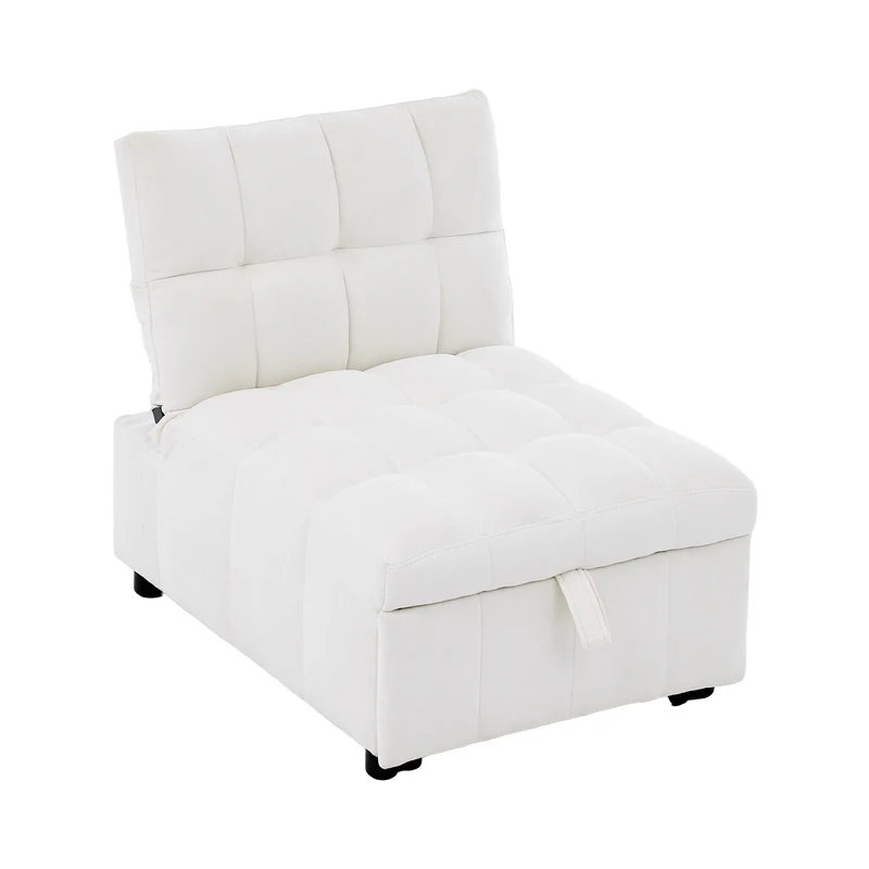Fauteuil lit convertible tissu blanc, dossier réglable 68x95x76cm FLARELIRA