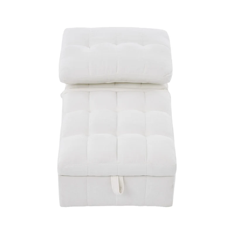 Fauteuil lit convertible tissu blanc, dossier réglable 68x95x76cm FLARELIRA