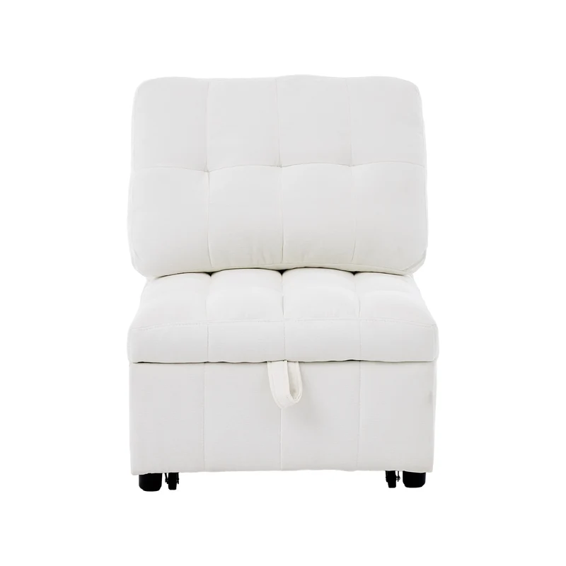 Fauteuil lit convertible tissu blanc, dossier réglable 68x95x76cm FLARELIRA