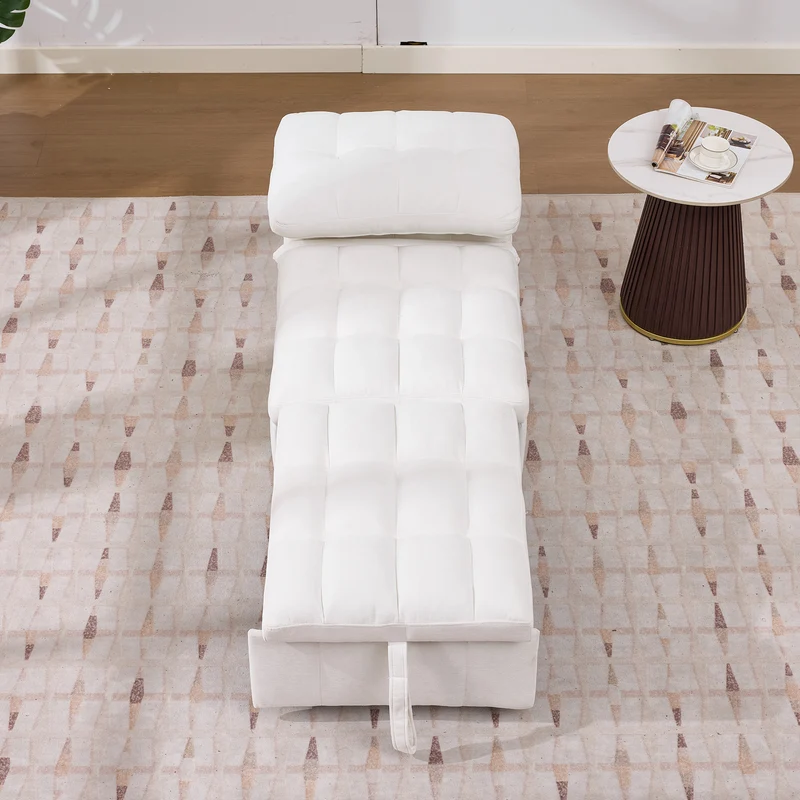 Fauteuil lit convertible tissu blanc, dossier réglable 68x95x76cm FLARELIRA