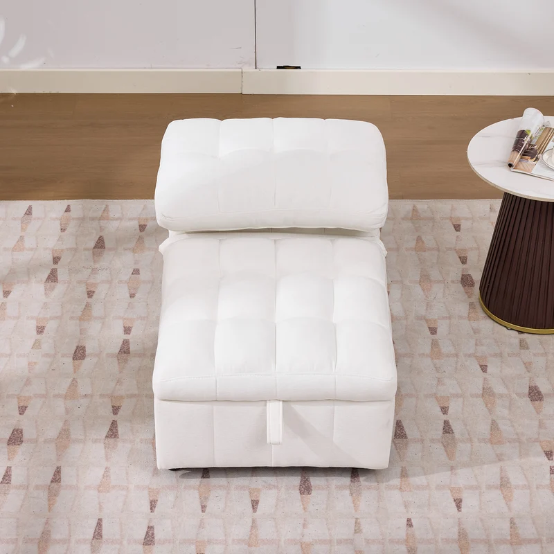 Fauteuil lit convertible tissu blanc, dossier réglable 68x95x76cm FLARELIRA