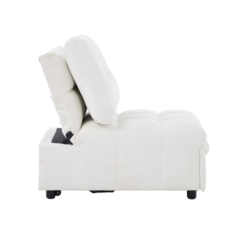 Fauteuil lit convertible tissu blanc, dossier réglable 68x95x76cm FLARELIRA