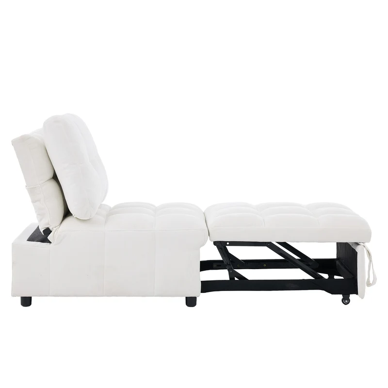 Fauteuil lit convertible tissu blanc, dossier réglable 68x95x76cm FLARELIRA