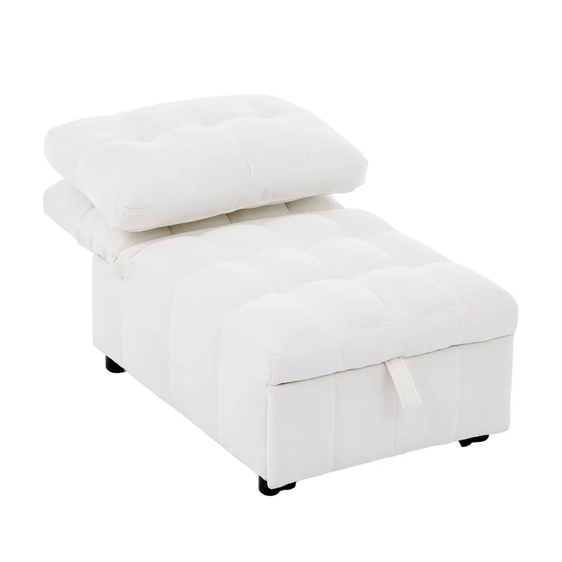 Fauteuil lit convertible tissu blanc, dossier réglable 68x95x76cm FLARELIRA