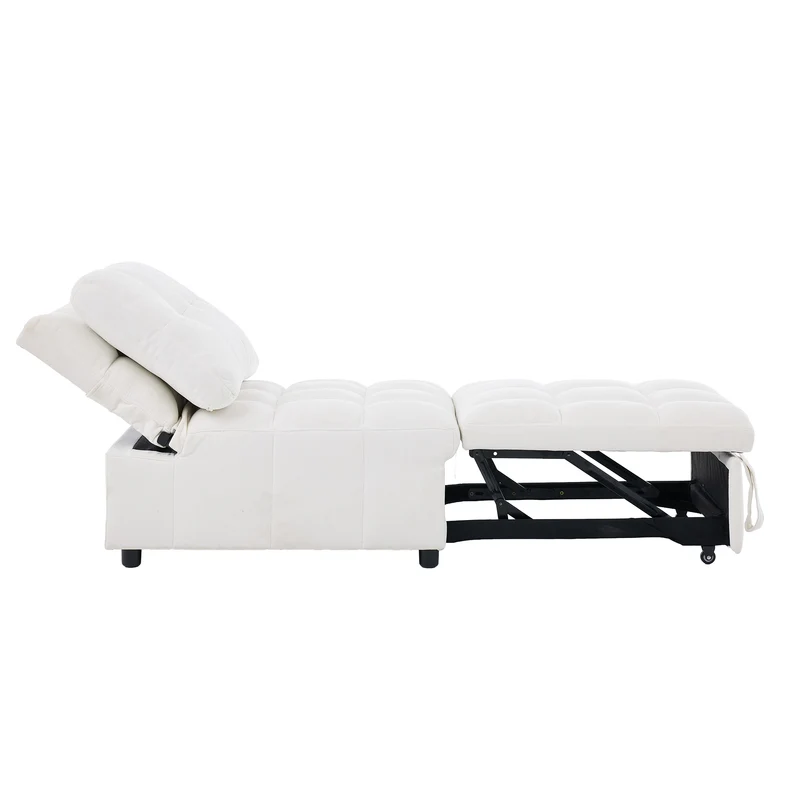 Fauteuil lit convertible tissu blanc, dossier réglable 68x95x76cm FLARELIRA