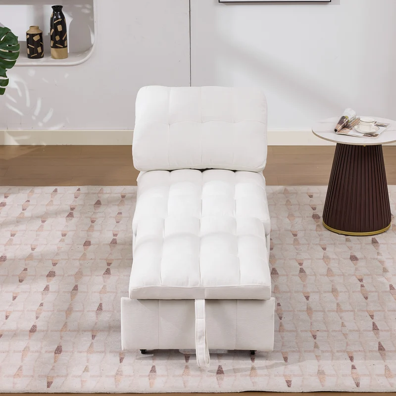 Fauteuil lit convertible tissu blanc, dossier réglable 68x95x76cm FLARELIRA