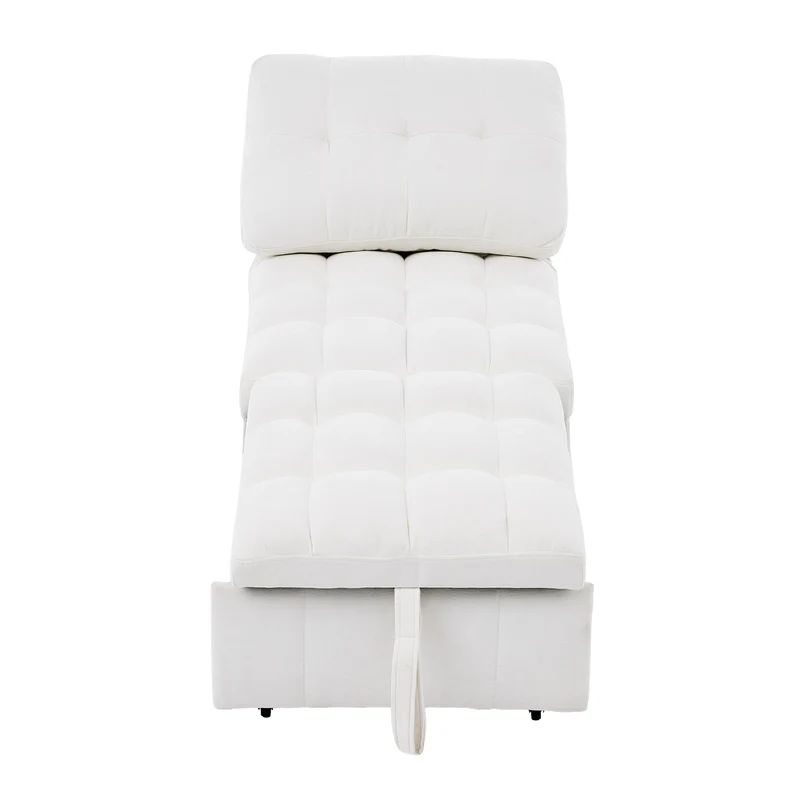 Fauteuil lit convertible tissu blanc, dossier réglable 68x95x76cm FLARELIRA