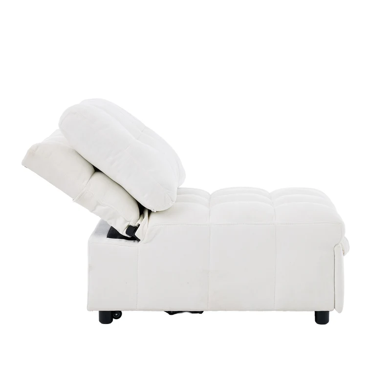 Fauteuil lit convertible tissu blanc, dossier réglable 68x95x76cm FLARELIRA
