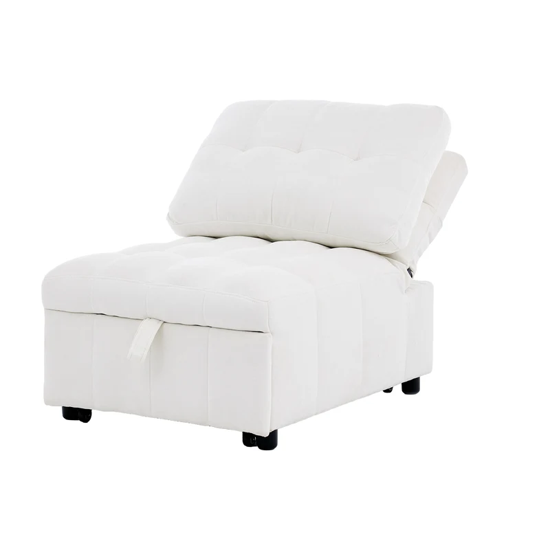 Fauteuil lit convertible tissu blanc, dossier réglable 68x95x76cm FLARELIRA