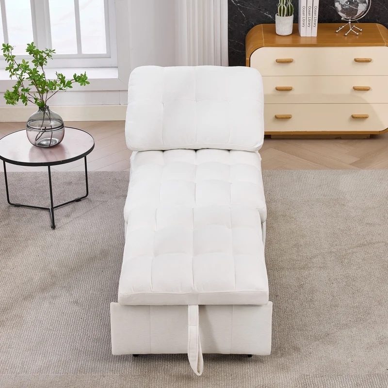 Fauteuil lit convertible tissu blanc, dossier réglable 68x95x76cm FLARELIRA