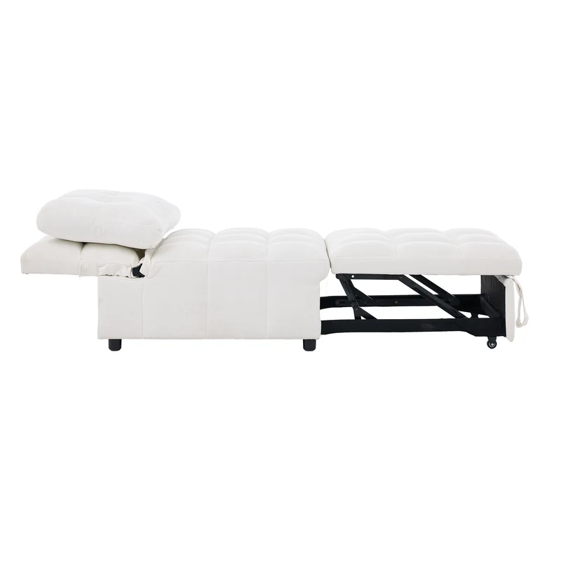 Fauteuil lit convertible tissu blanc, dossier réglable 68x95x76cm FLARELIRA