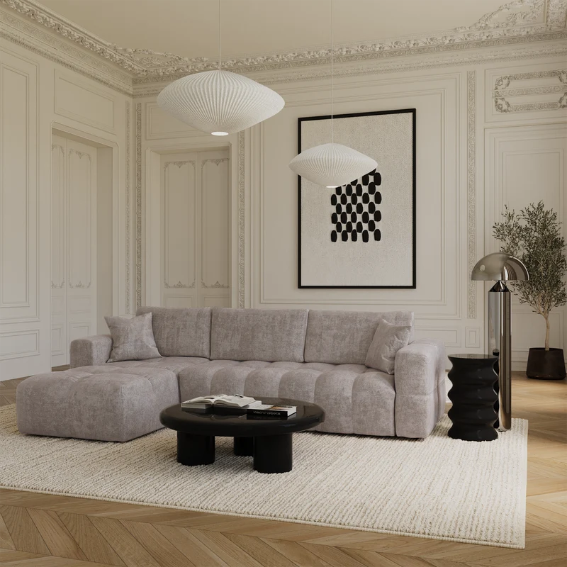 Canapé d'angle gauche convertible express matelas Dunlopillo 140cm RAFAEL velours