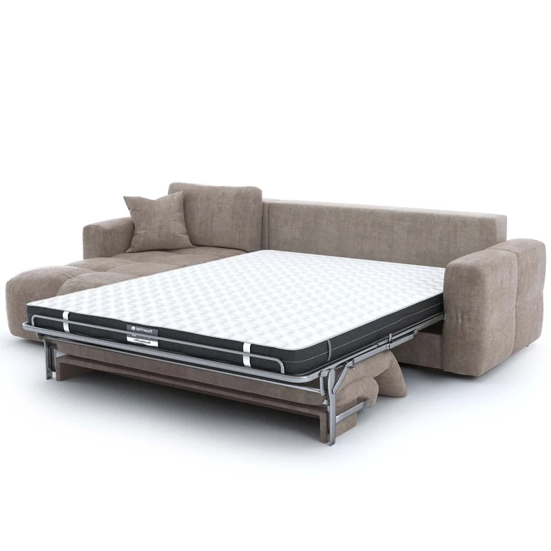 Canapé d'angle gauche convertible express matelas Dunlopillo 140cm RAFAEL velours
