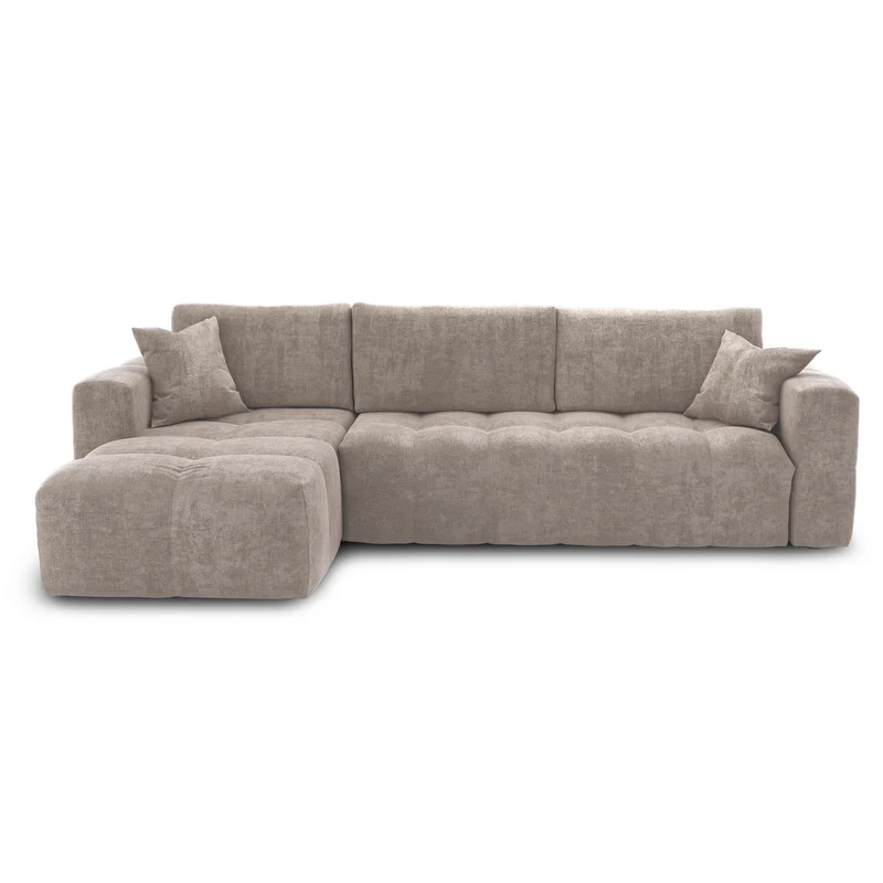 Canapé d'angle gauche convertible express matelas Dunlopillo 140cm RAFAEL velours