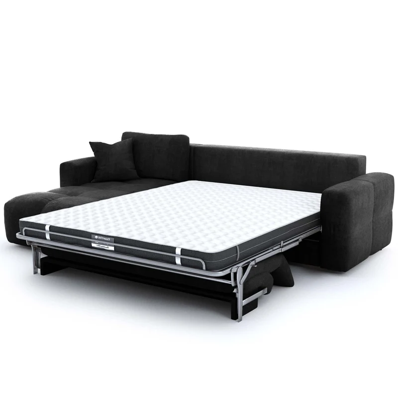 Canapé d'angle gauche convertible express matelas Dunlopillo 140cm RAFAEL velours