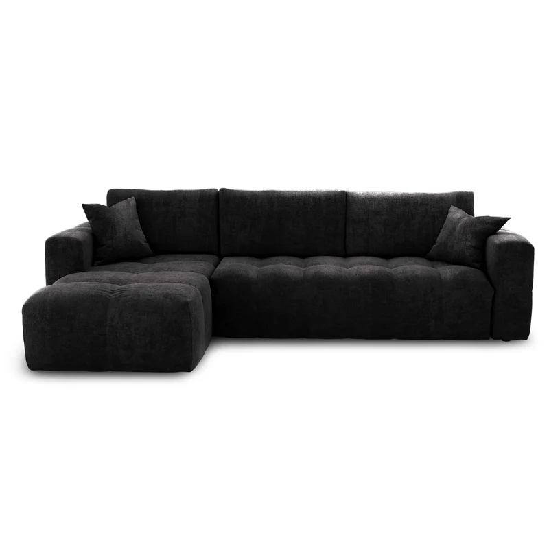 Canapé d'angle gauche convertible express matelas Dunlopillo 140cm RAFAEL velours