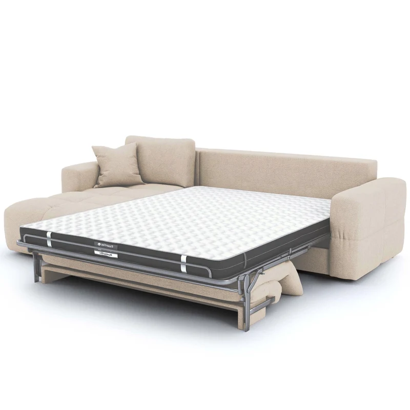 Canapé d'angle gauche convertible express matelas Dunlopillo 140cm RAFAEL tissu tramé