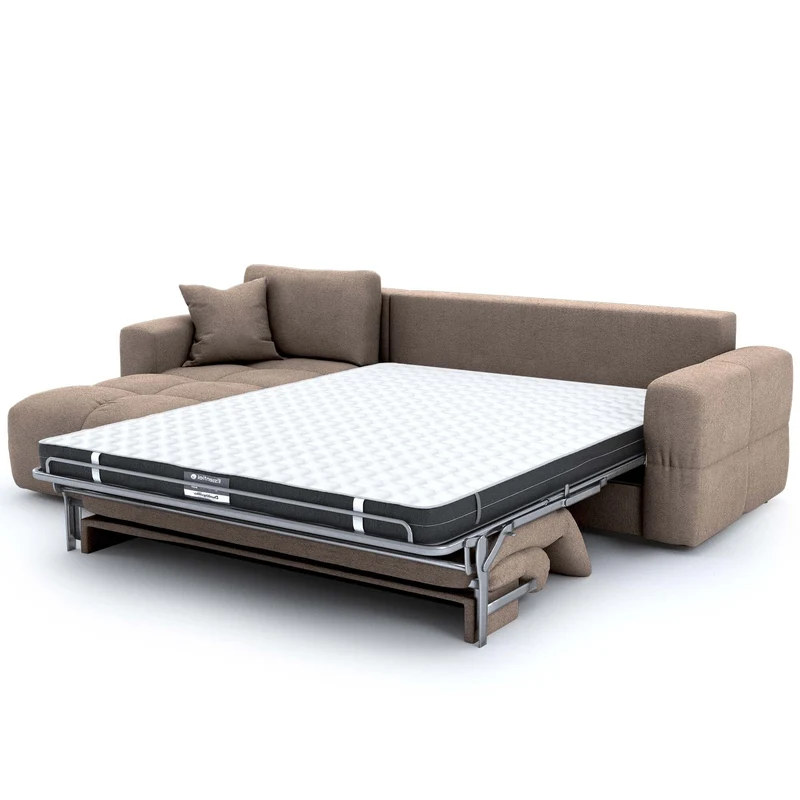 Canapé d'angle gauche convertible express matelas Dunlopillo 140cm RAFAEL tissu tramé