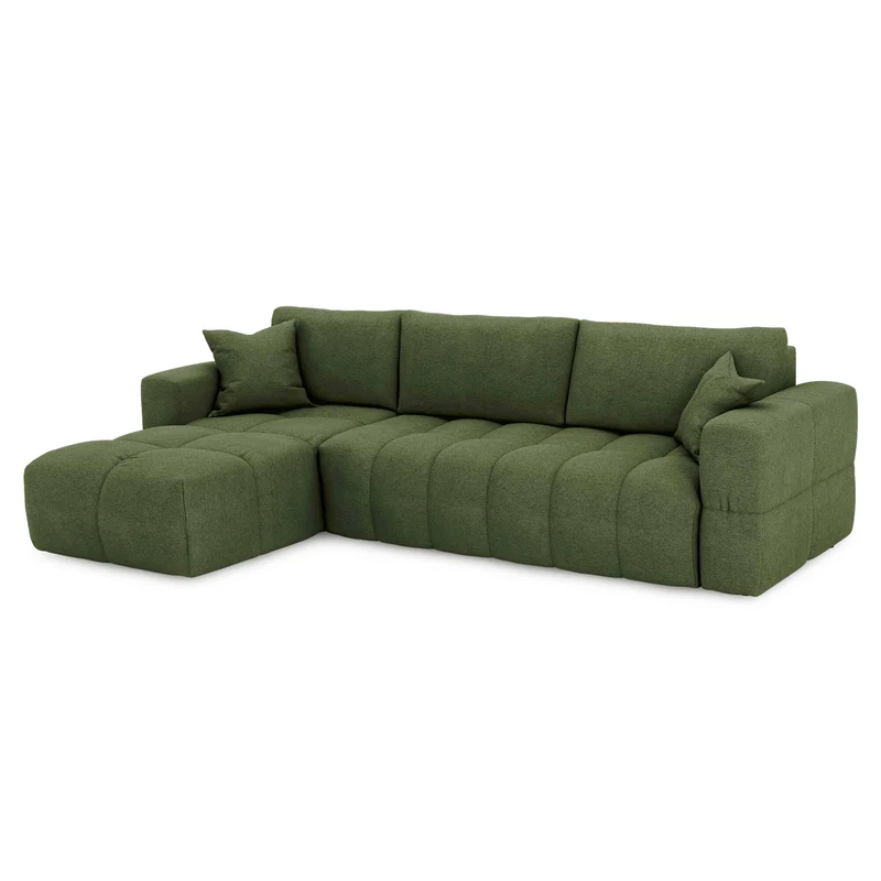 Canapé d'angle gauche convertible express matelas Dunlopillo 140cm RAFAEL tissu tramé
