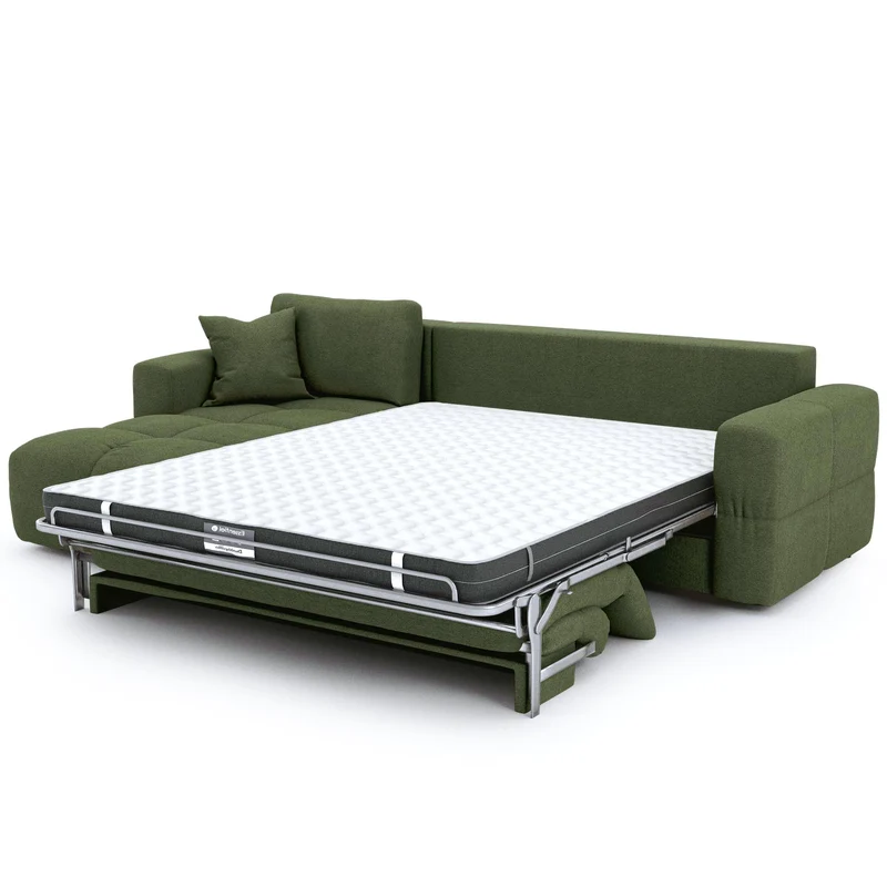 Canapé d'angle gauche convertible express matelas Dunlopillo 140cm RAFAEL tissu tramé