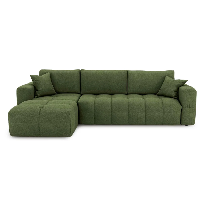 Canapé d'angle gauche convertible express matelas Dunlopillo 140cm RAFAEL tissu tramé