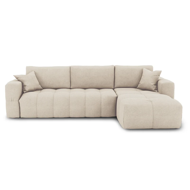Canapé d'angle droit convertible express matelas Dunlopillo 140cm RAFAEL tissu tramé