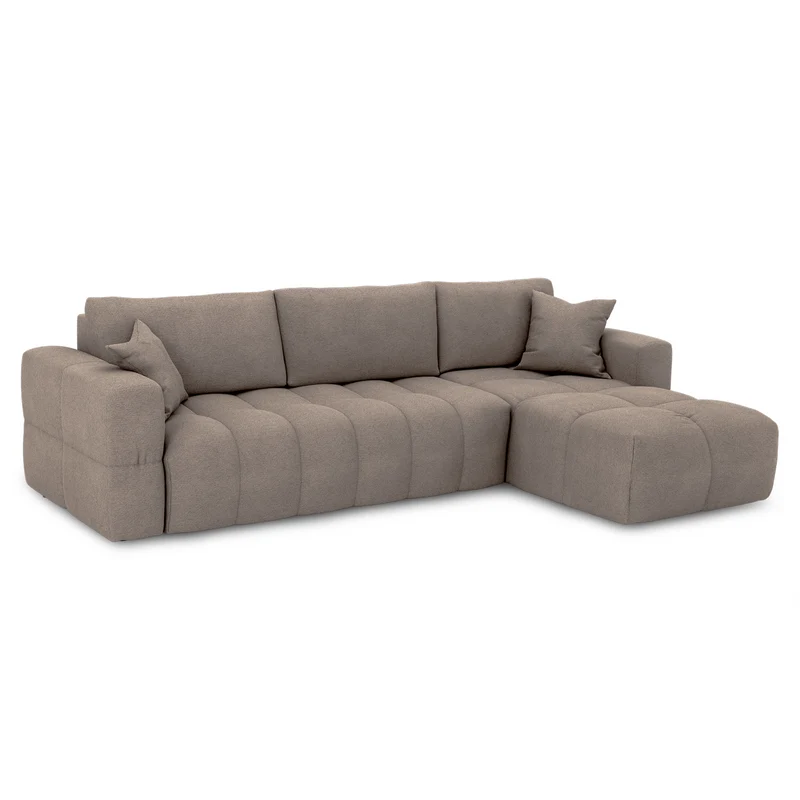 Canapé d'angle droit convertible express matelas Dunlopillo 140cm RAFAEL tissu tramé
