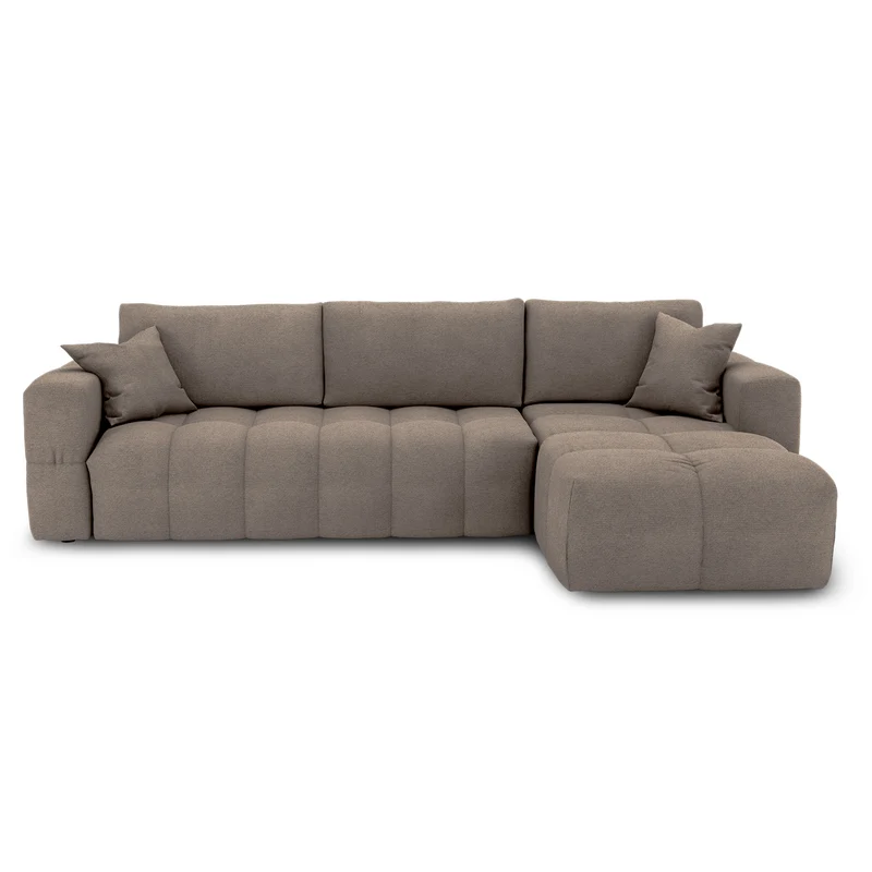 Canapé d'angle droit convertible express matelas Dunlopillo 140cm RAFAEL tissu tramé