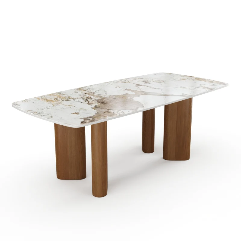 Table à manger LAZALÉE Pandora et pieds noyers