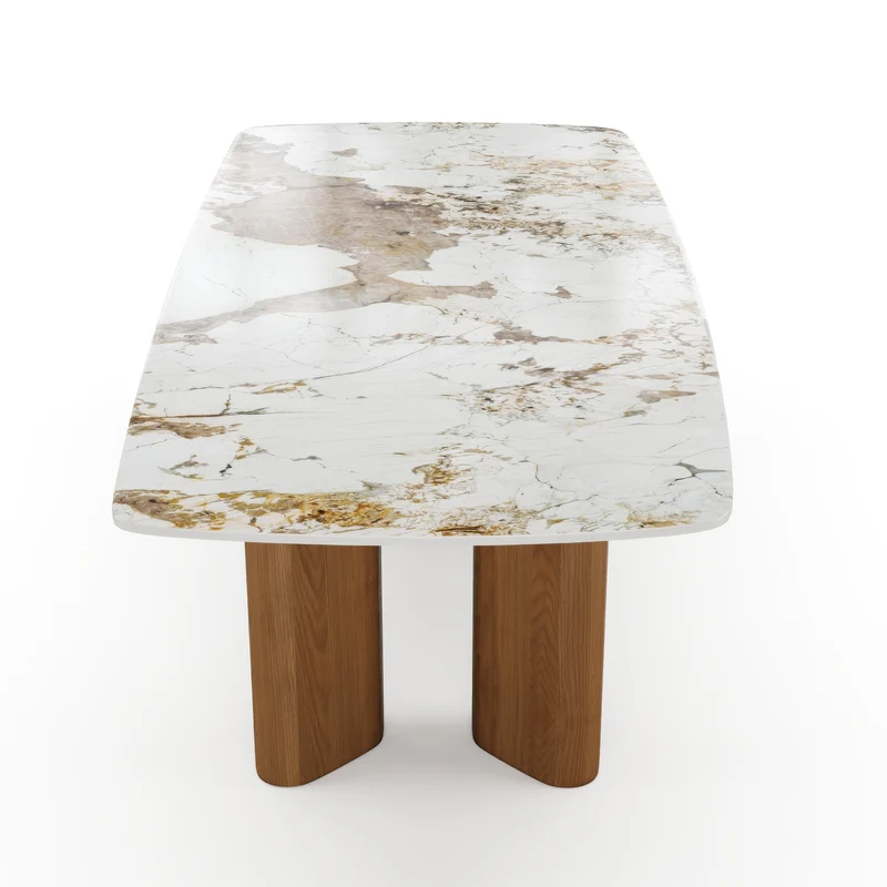 Table à manger LAZALÉE Pandora et pieds noyers