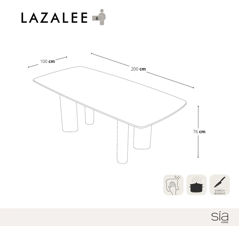 Table à manger LAZALÉE Pandora et pieds noyers