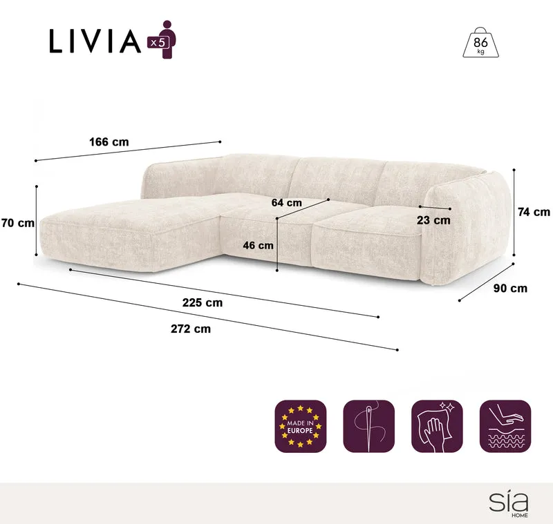 Canapé d'angle gauche LIVIA Velours tramé