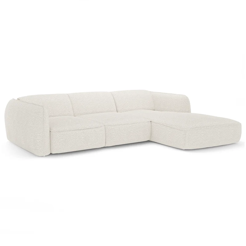 Canapé d'angle droit LIVIA Tissu bouclette