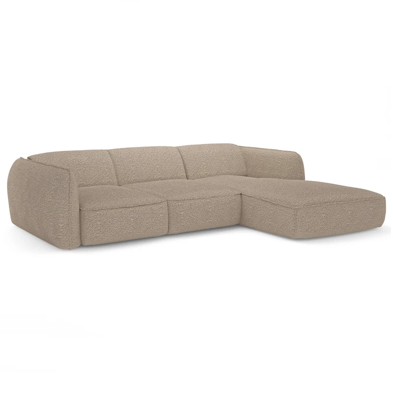 Canapé d'angle droit LIVIA Tissu bouclette