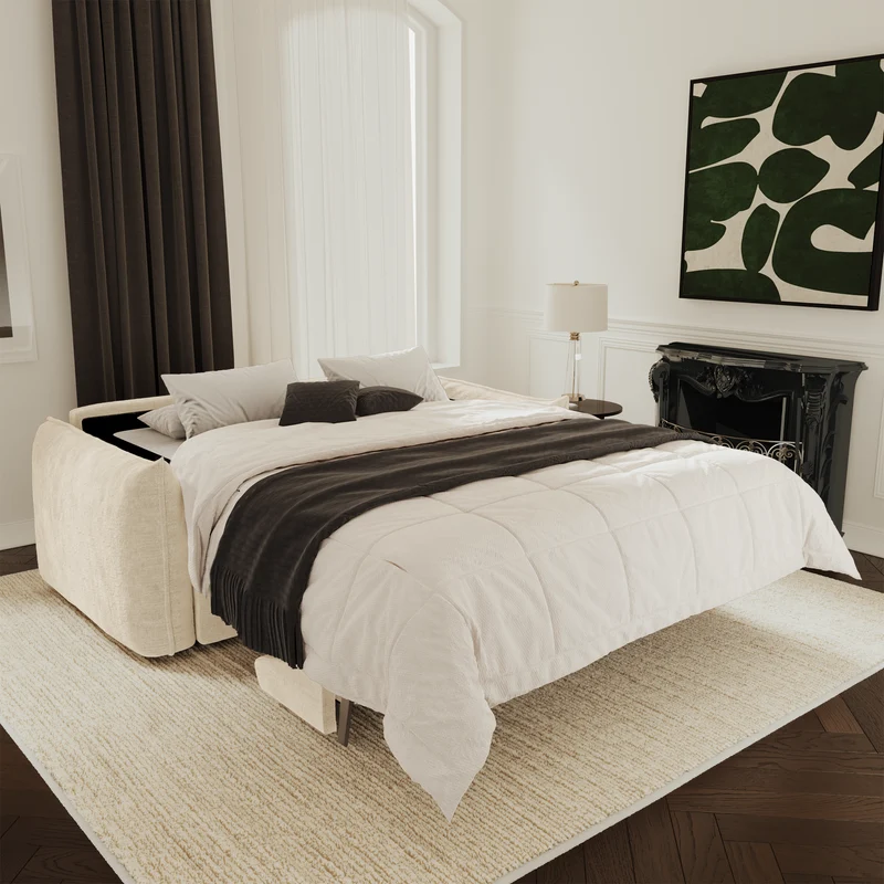 Canapé convertible matelas 140cm COCO Velours gaufré
