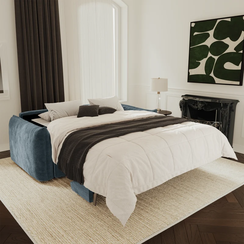 Canapé convertible matelas 140cm COCO Velours gaufré