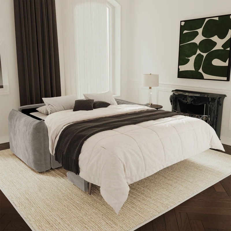 Canapé convertible matelas 140cm COCO Velours gaufré