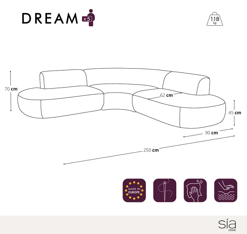 Canapé grand angle DREAM Velours texturé