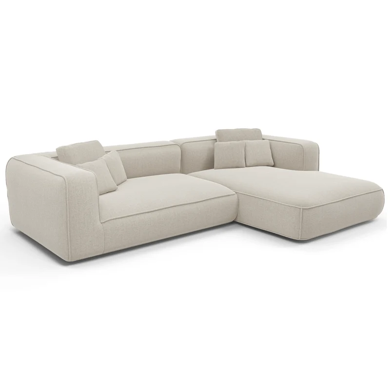 Canapé d'angle droit 280cm ROMY Tissu tramé toucher doux