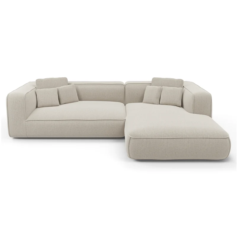 Canapé d'angle droit 280cm ROMY Tissu tramé toucher doux