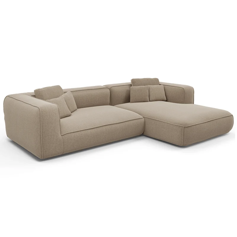 Canapé d'angle droit 280cm ROMY Tissu tramé toucher doux