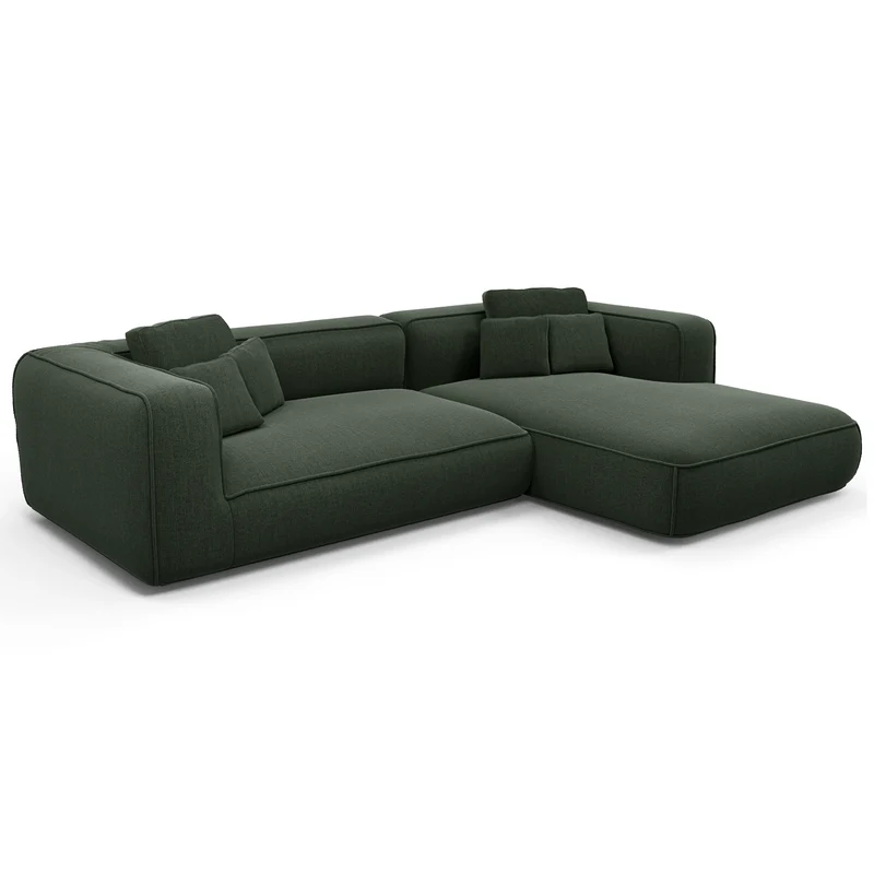 Canapé d'angle droit 280cm ROMY Tissu tramé toucher doux