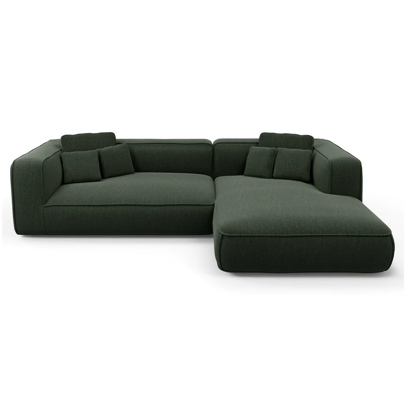 Canapé d'angle droit 280cm ROMY Tissu tramé toucher doux