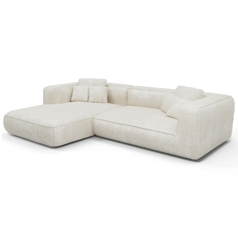 Canapé d'angle gauche 280cm ROMY Velours tramé