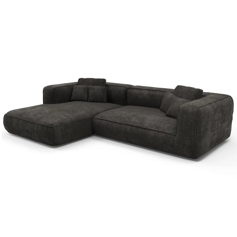 Canapé d'angle gauche 280cm ROMY Velours tramé
