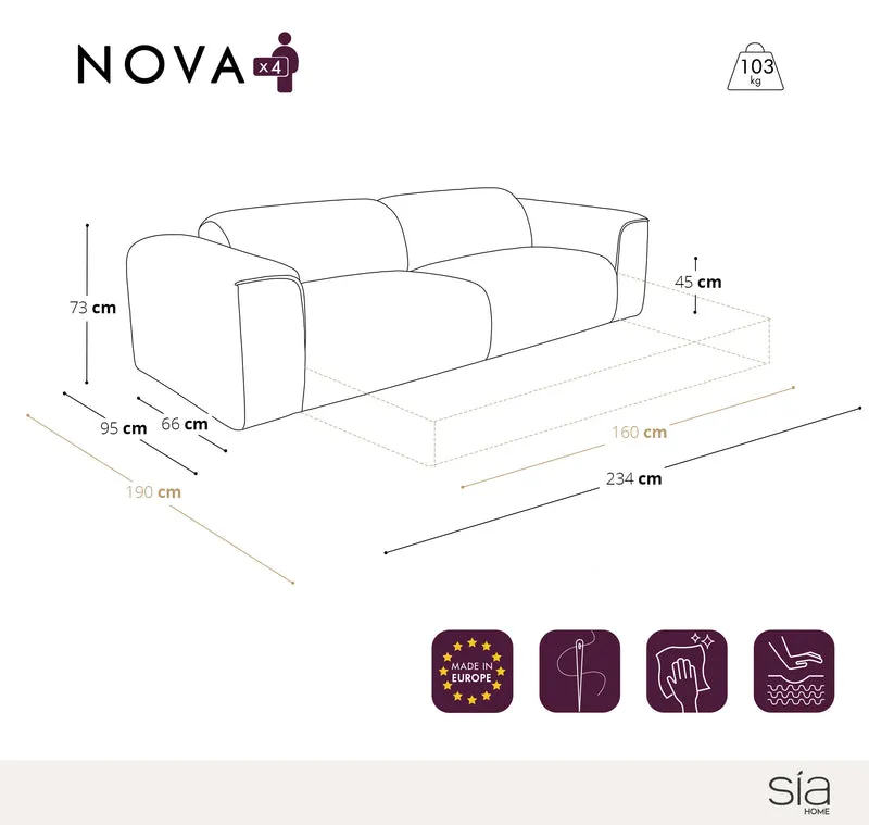 Canapé convertible express matelas Dunlopillo 160cm NOVA Tissu Bouclette