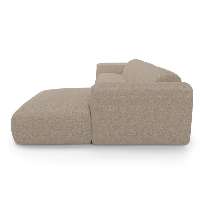 Canapé d'angle droit convertible express matelas Dunlopillo 140cm NOVA Tissu bouclette