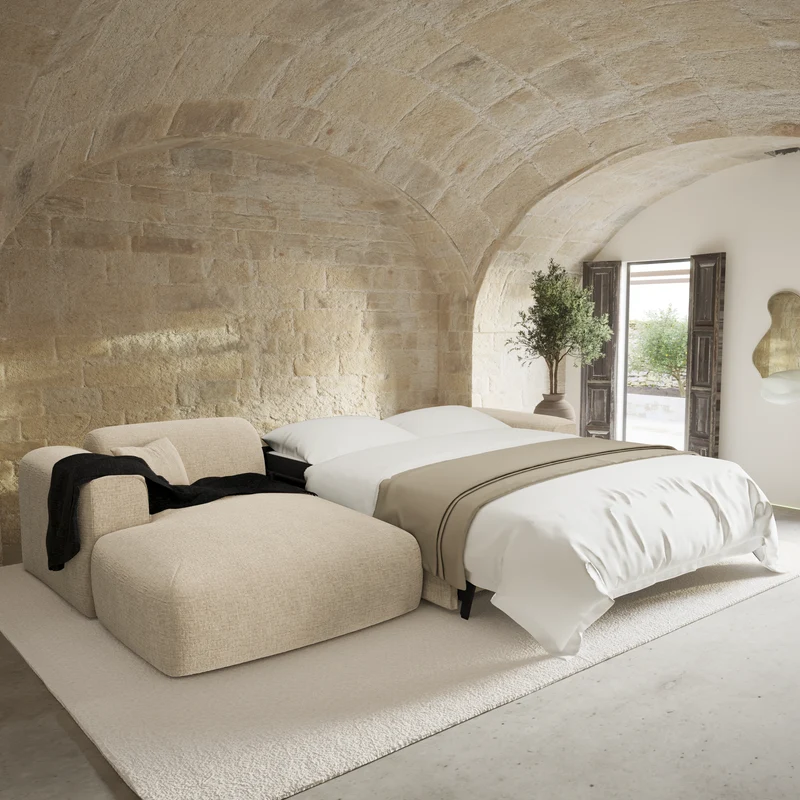 Canapé d'angle gauche convertible express matelas Dunlopillo 140cm NOVA Velours à motifs