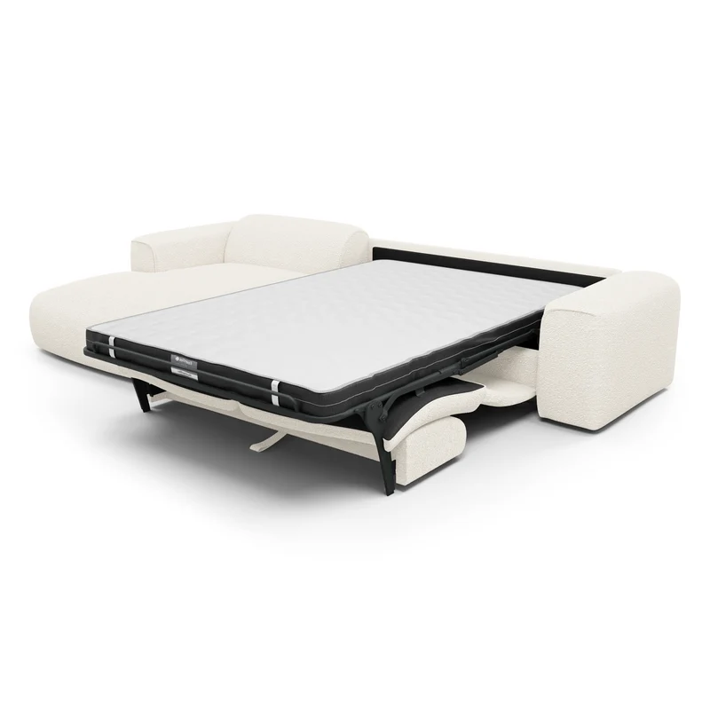 Canapé d'angle gauche convertible express matelas Dunlopillo 140cm NOVA Tissu bouclette