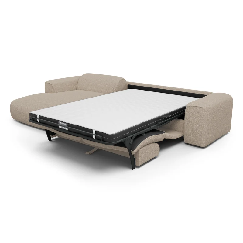 Canapé d'angle gauche convertible express matelas Dunlopillo 140cm NOVA Tissu bouclette